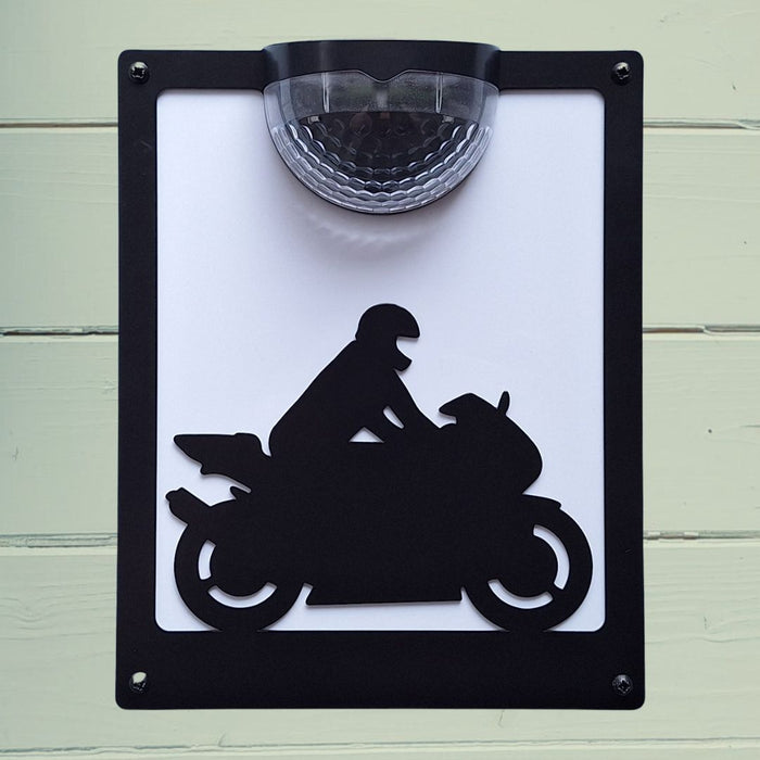 Sports Motorbike Solar Light Wall Plaque