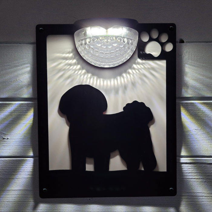 Bichon Frise Dog Solar Light Wall Plaque