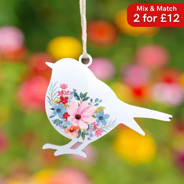 Flowers - White Robin Hanging Decor