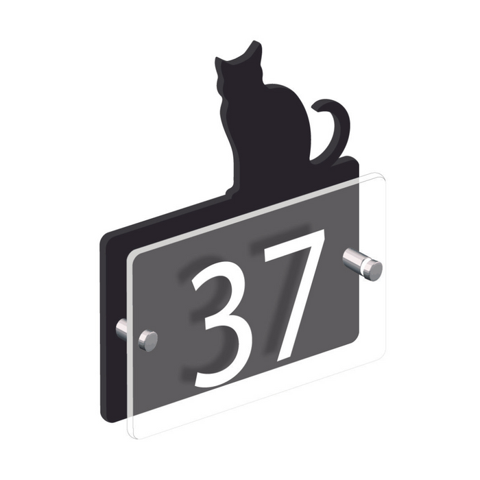 Acrylic Cat House Number Sign