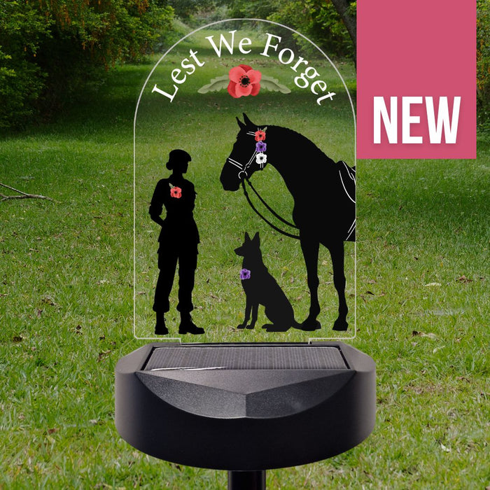 Lest We Forget Solar Stake (Female Soldier with dog)