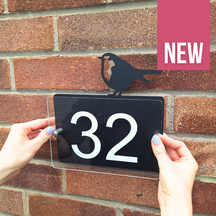 Acrylic Robin House Number Sign