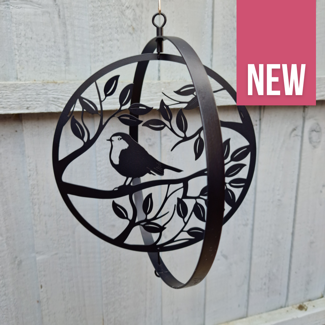 Robin in Tree Hanging Silhouette Orbit Spinner