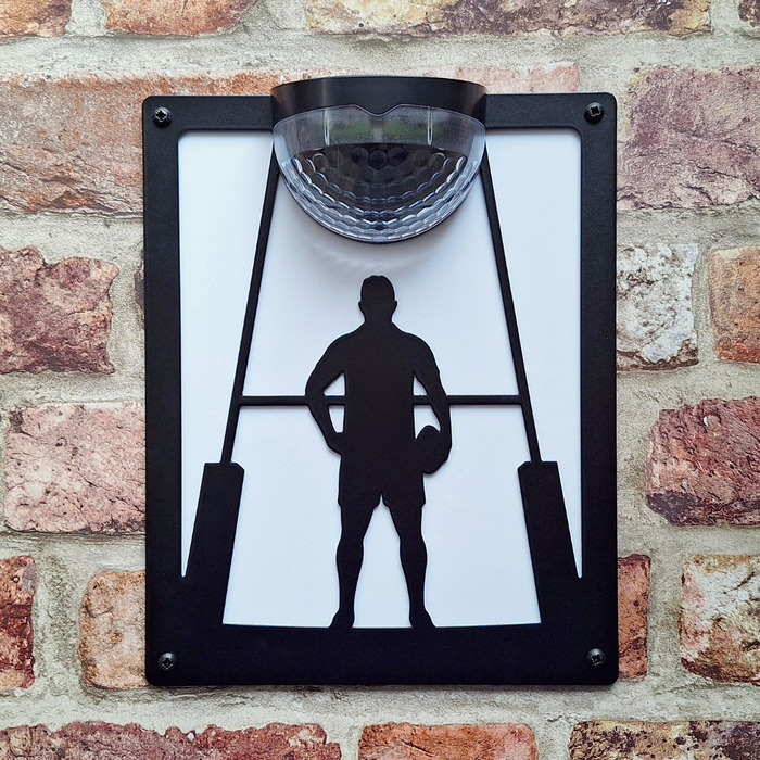 Rugby Player Solar Light Wall Plaque