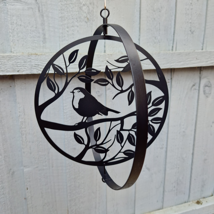 Robin in Tree Hanging Silhouette Orbit Spinner