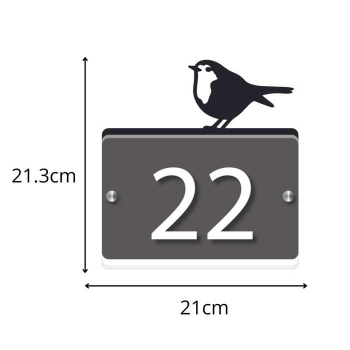 Acrylic Robin House Number Sign