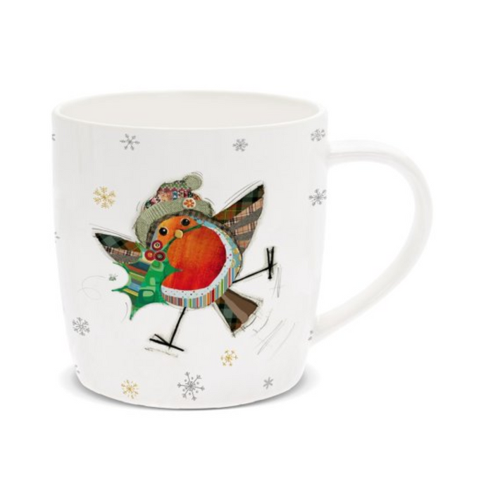 Bug Art Christmas Robin China Mug