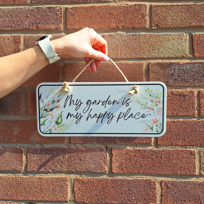 'My Garden Is My Happy Place' Hanging Sign