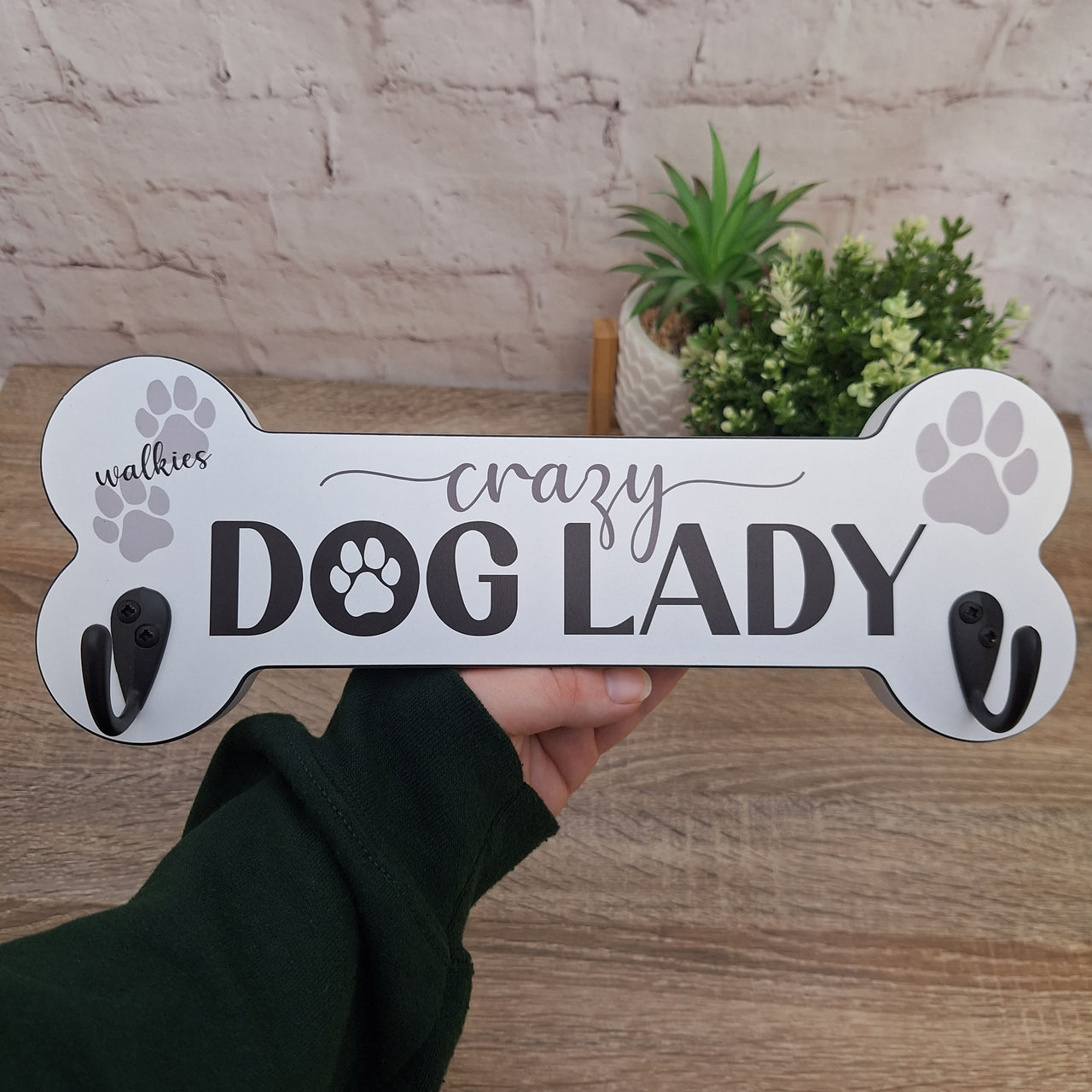 'Crazy Dog Lady' Dog Bone Lead Hanger