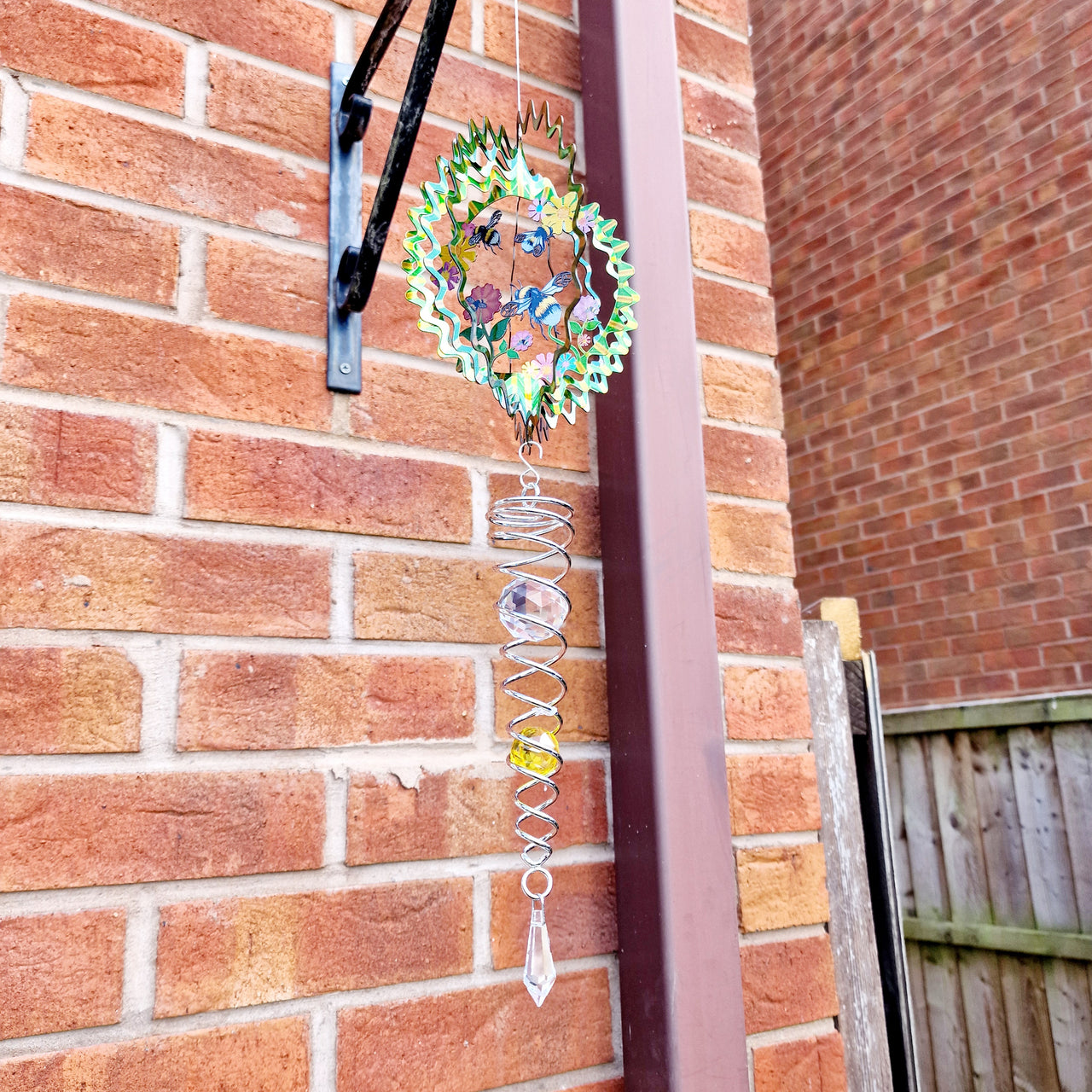 Bee Wind Spinner with a Crystal Tail