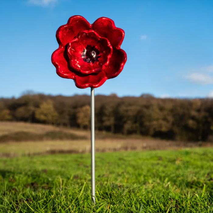 Red Poppy Plant Stake