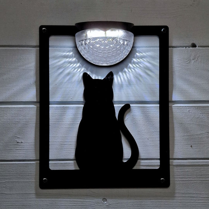 Sitting Cat Solar Light Wall Plaque