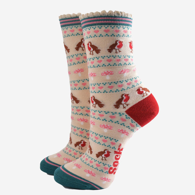 Christmas Robin Women's Bamboo Socks