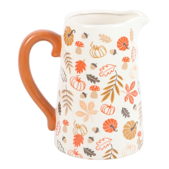 Autumn Leaves and Pumpkin Ceramic Flower Jug