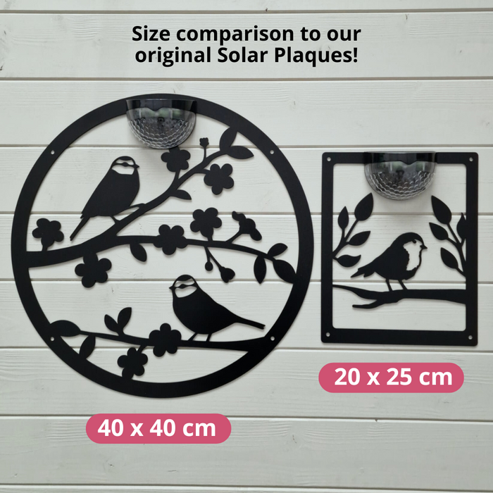 Large Two Birds Circle Solar Plaque