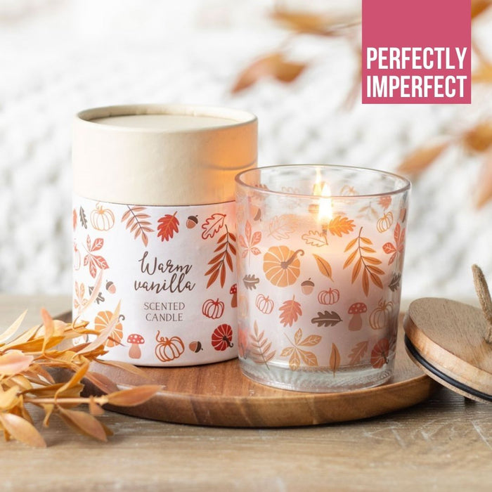 IMPERFECT - Pumpkin Autumn Leaves Warm Vanilla Glass Candle