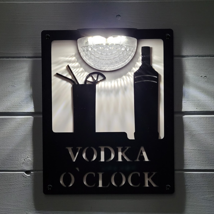 Vodka O'Clock Sign with Solar Powered Light