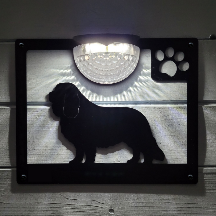 Cavalier King Charles Spaniel Dog Solar Light Wall Plaque