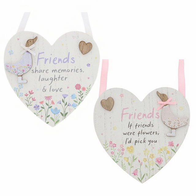 Ditsy Ducks Friends Hanging Heart Plaque