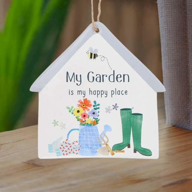 'My Garden is my happy place' Happy Garden Hanging Plaque