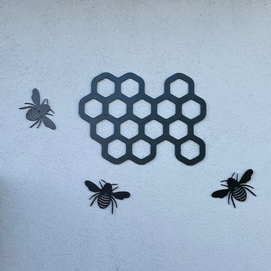 Bee Hive With 3 Bees Wall Art