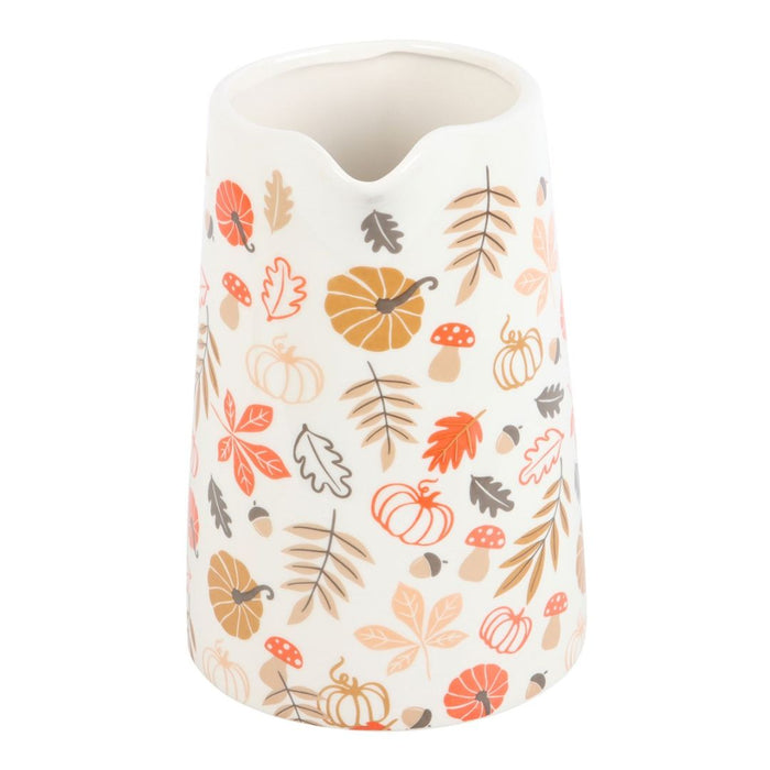 Autumn Leaves and Pumpkin Ceramic Flower Jug