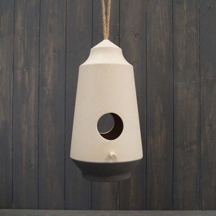 Earthy Two-Tone Bamboo Hanging Birdhouse