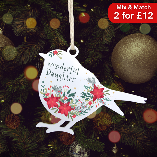 'Wonderful Daughter' - White Robin Hanging Decor