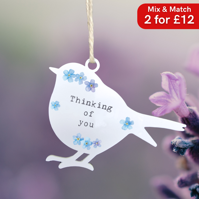 'Thinking of You' - White Robin Hanging Decor