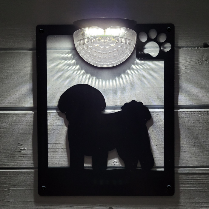 Bichon Frise Dog Solar Light Wall Plaque