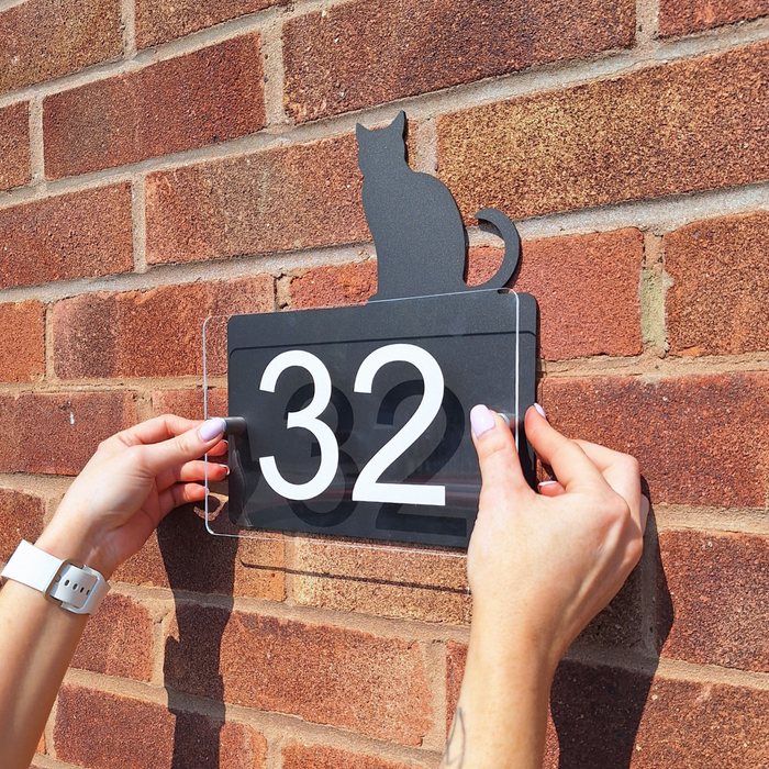 Acrylic Cat House Number Sign