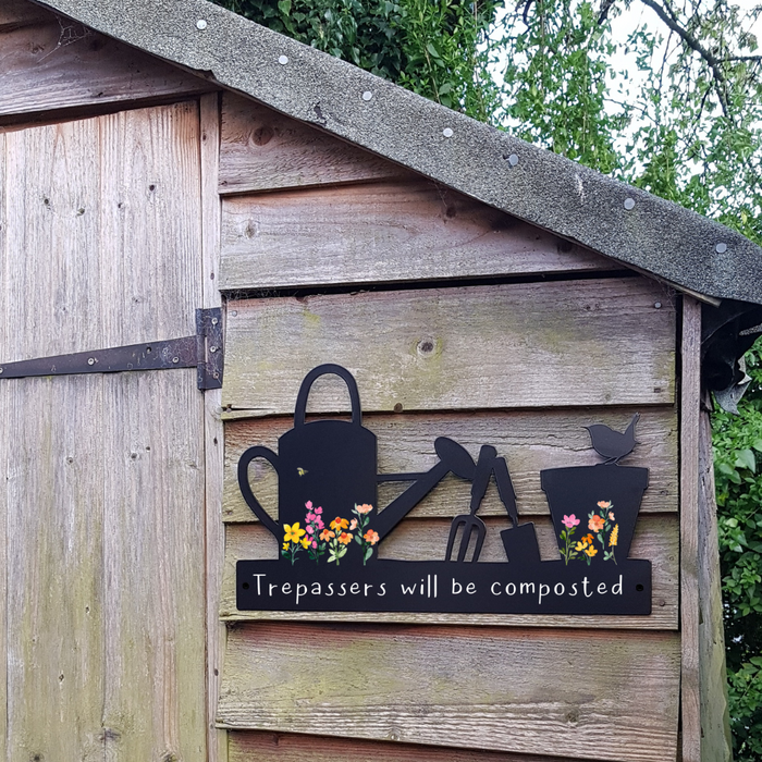 'Trespassers will be composted' Large Garden Wall Art