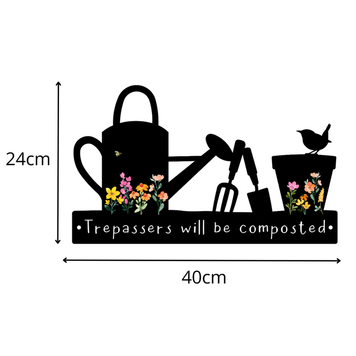'Trespassers will be composted' Large Garden Wall Art