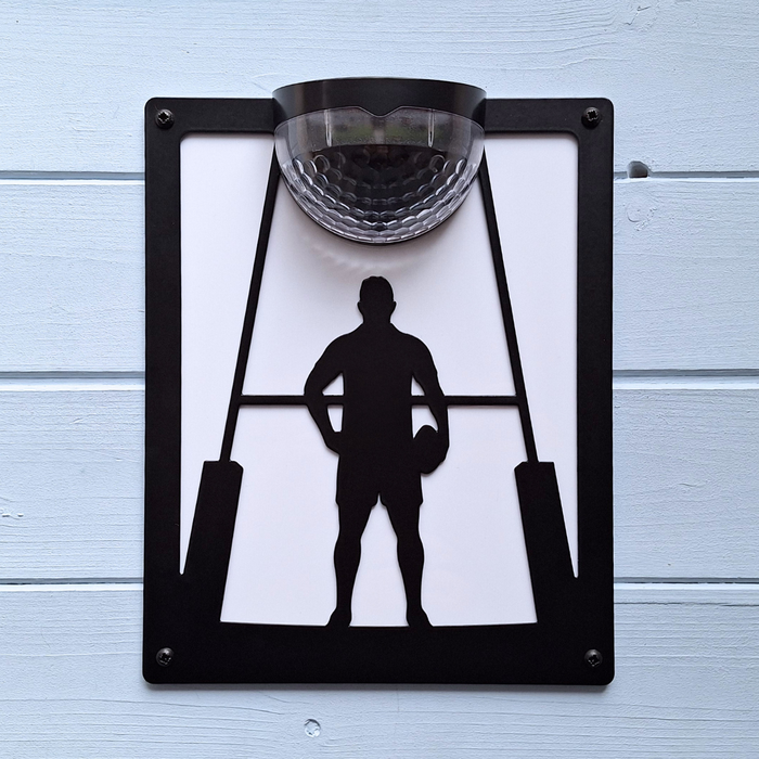 Rugby Player Solar Light Wall Plaque