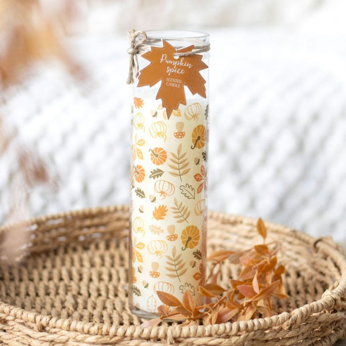 Autumn Leaves Pumpkin Spice Glass Tube Candle