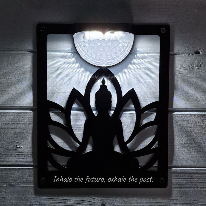 'Inhale the future..' Buddha Solar Light Wall Plaque