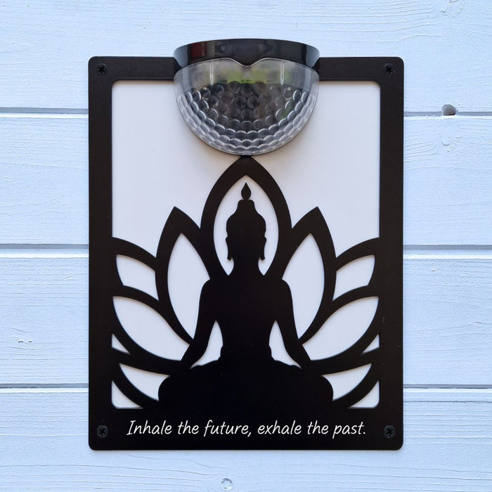 'Inhale the future..' Buddha Solar Light Wall Plaque