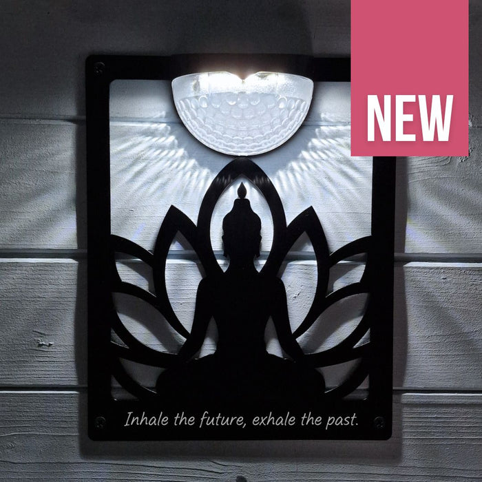'Inhale the future..' Buddha Solar Light Wall Plaque