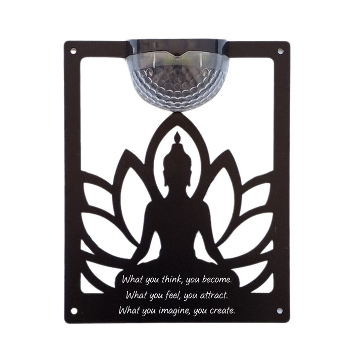 'What you think, you become..' Buddha Solar Light Wall Plaque