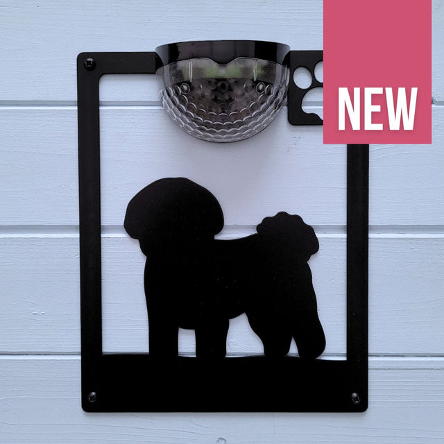 Bichon Frise Dog Solar Light Wall Plaque