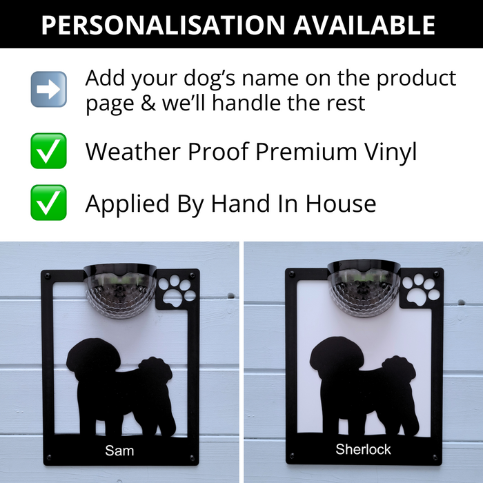 Bichon Frise Dog Solar Light Wall Plaque