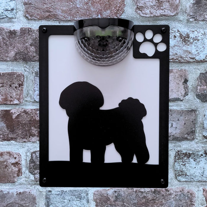 Bichon Frise Dog Solar Light Wall Plaque