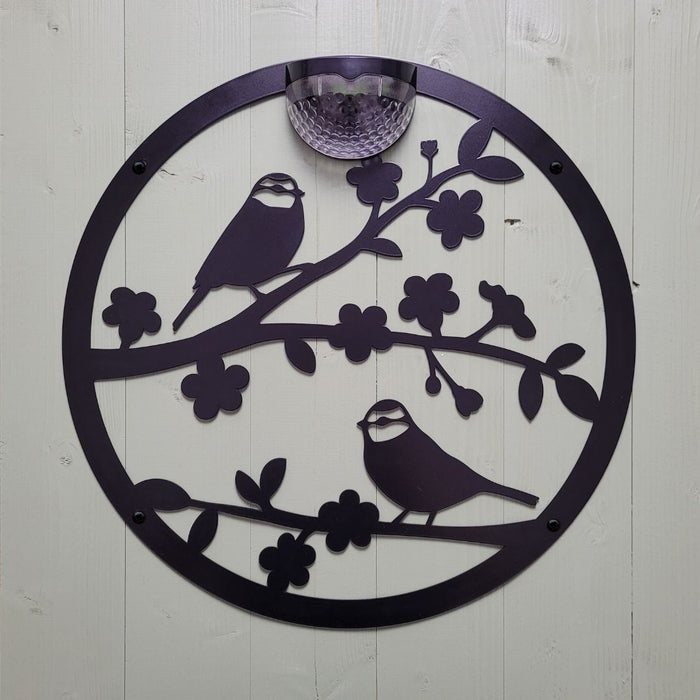 Large Two Birds Circle Solar Plaque