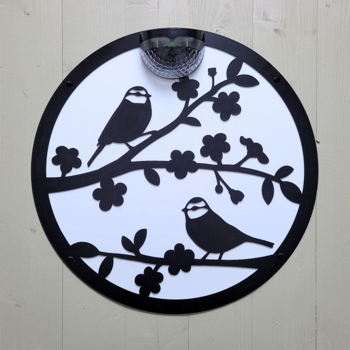 Large Two Birds Circle Solar Plaque