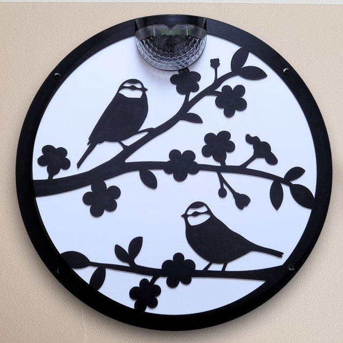 Large Two Birds Circle Solar Plaque