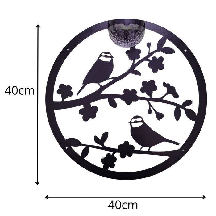 Large Two Birds Circle Solar Plaque