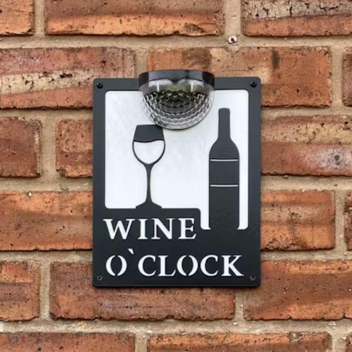 Wine O'Clock Sign with Solar Powered Light