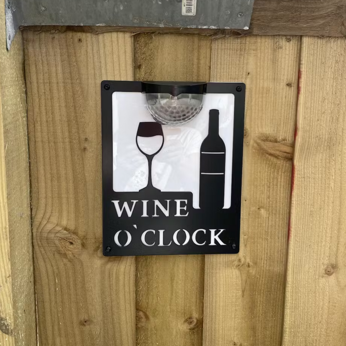 Wine O'Clock Sign with Solar Powered Light