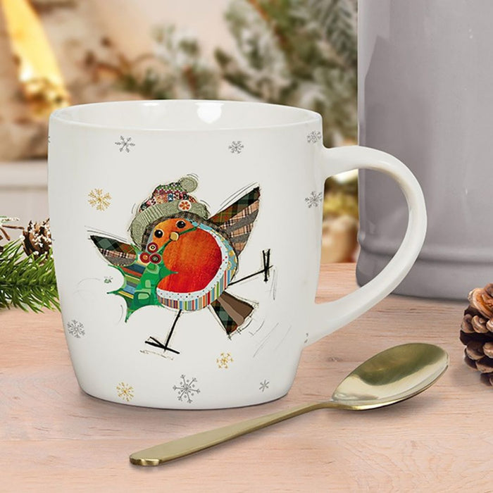 Bug Art Christmas Robin China Mug