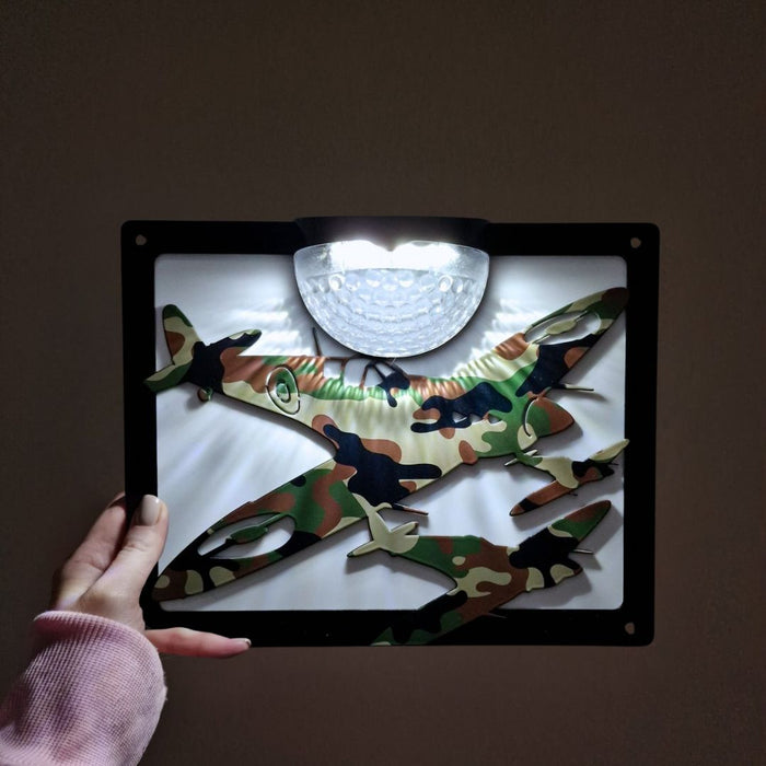 Limited Edition Camo Spitfire Solar Light Wall Plaque